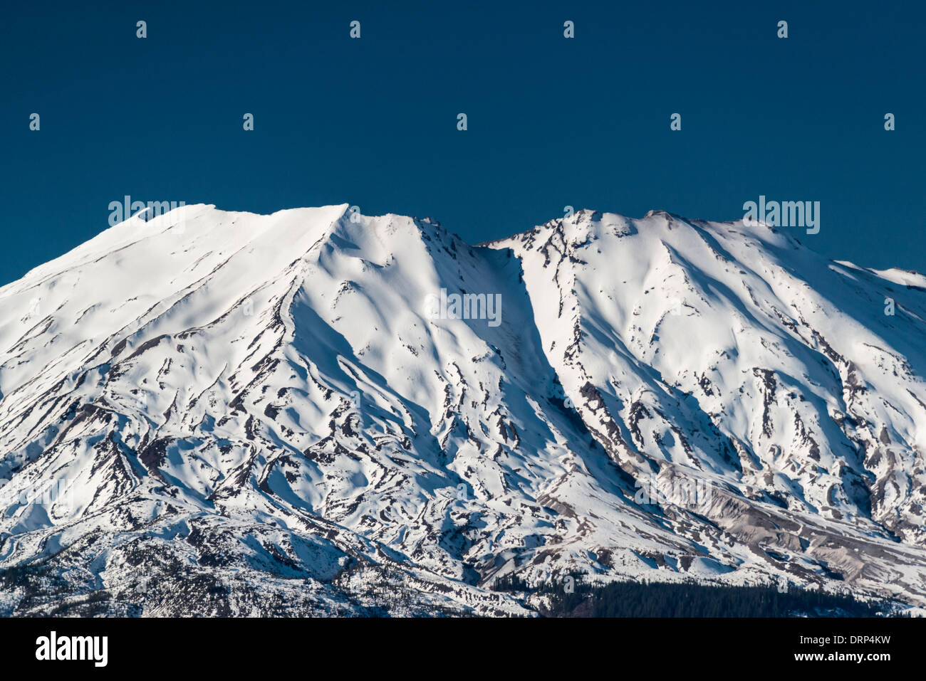 Mount St. Helens on a clear day against clear blue sky Stock Photo