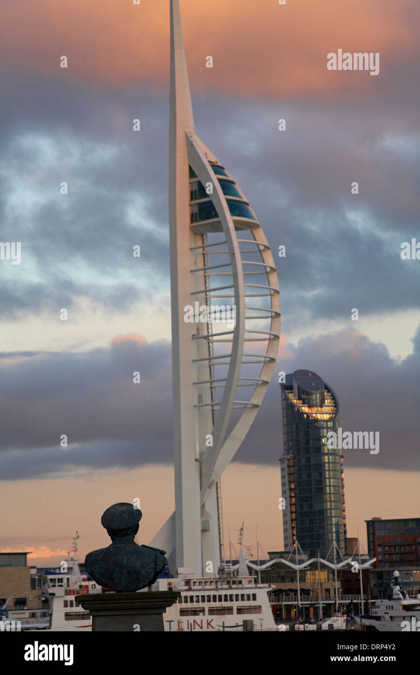 Spinnaker Tower and "The lipstick tower" at Portsmouth, Hampshire UK at