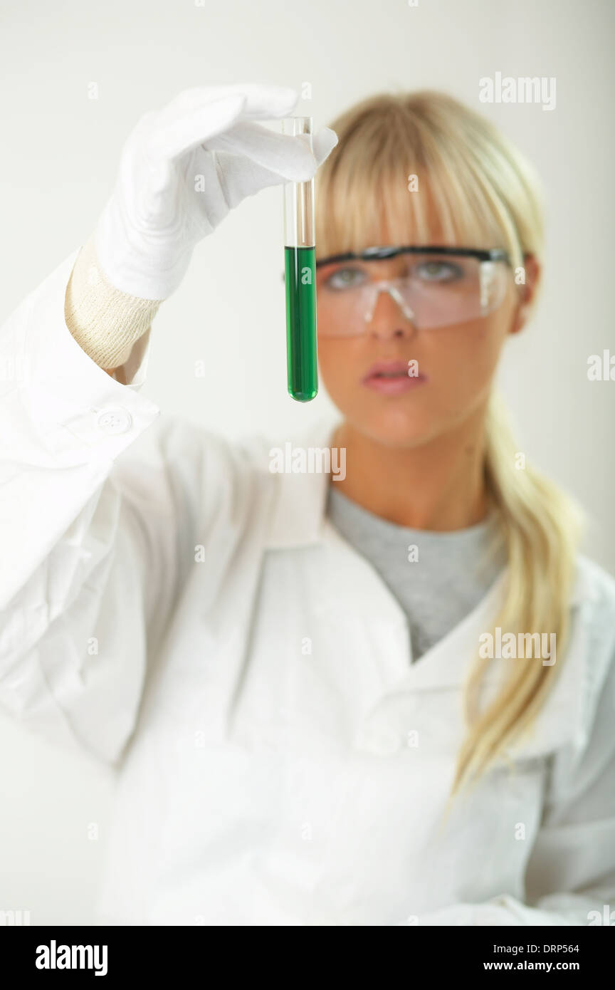 Female in lab Stock Photo