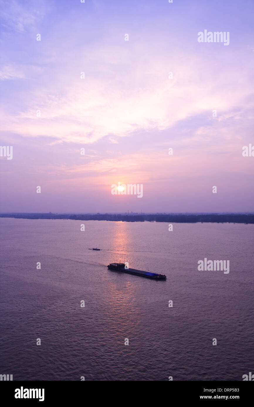 sunset of the yangtze river Stock Photo