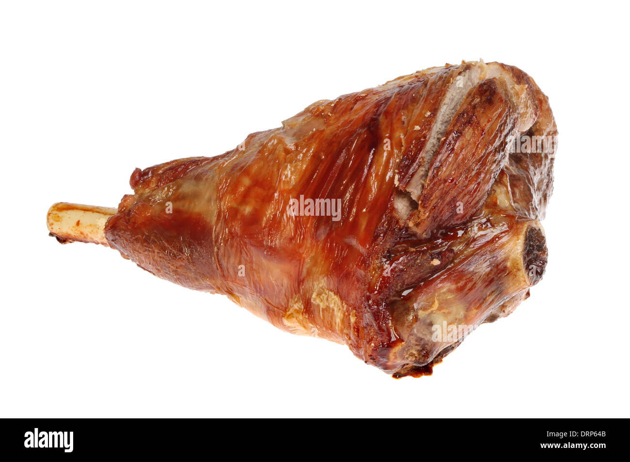 Roast half leg of lamb isolated against white Stock Photo - Alamy