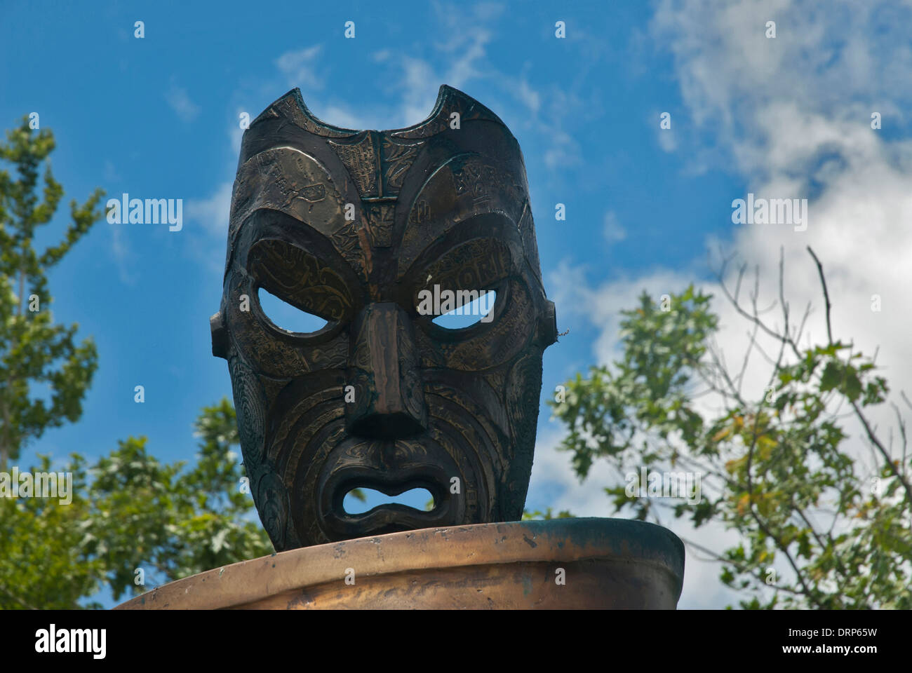 The head of a bronze statue in Rotorua, New Zealand produced by Lyonel Grant Stock Photo