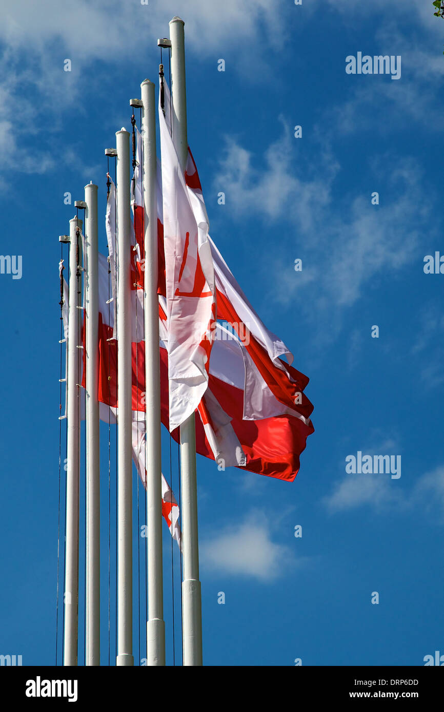 Polish flags flying Stock Photo - Alamy