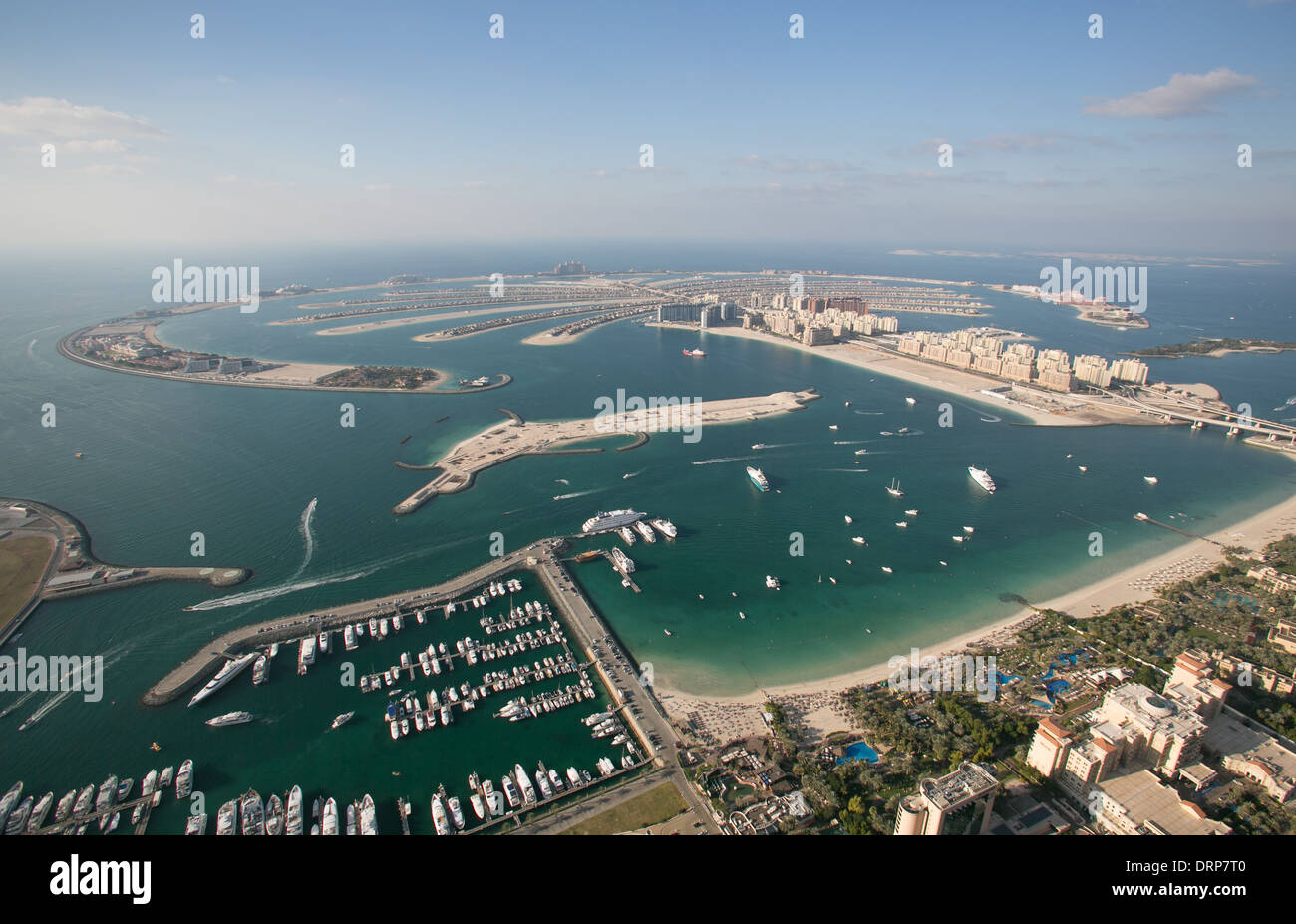Aerial photo of Dubai in UAE showing Palm Jumeirah Stock Photo