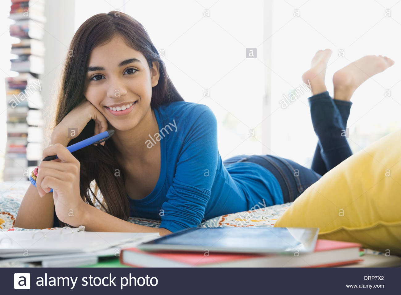 Portrait of girl studying Stock Photo