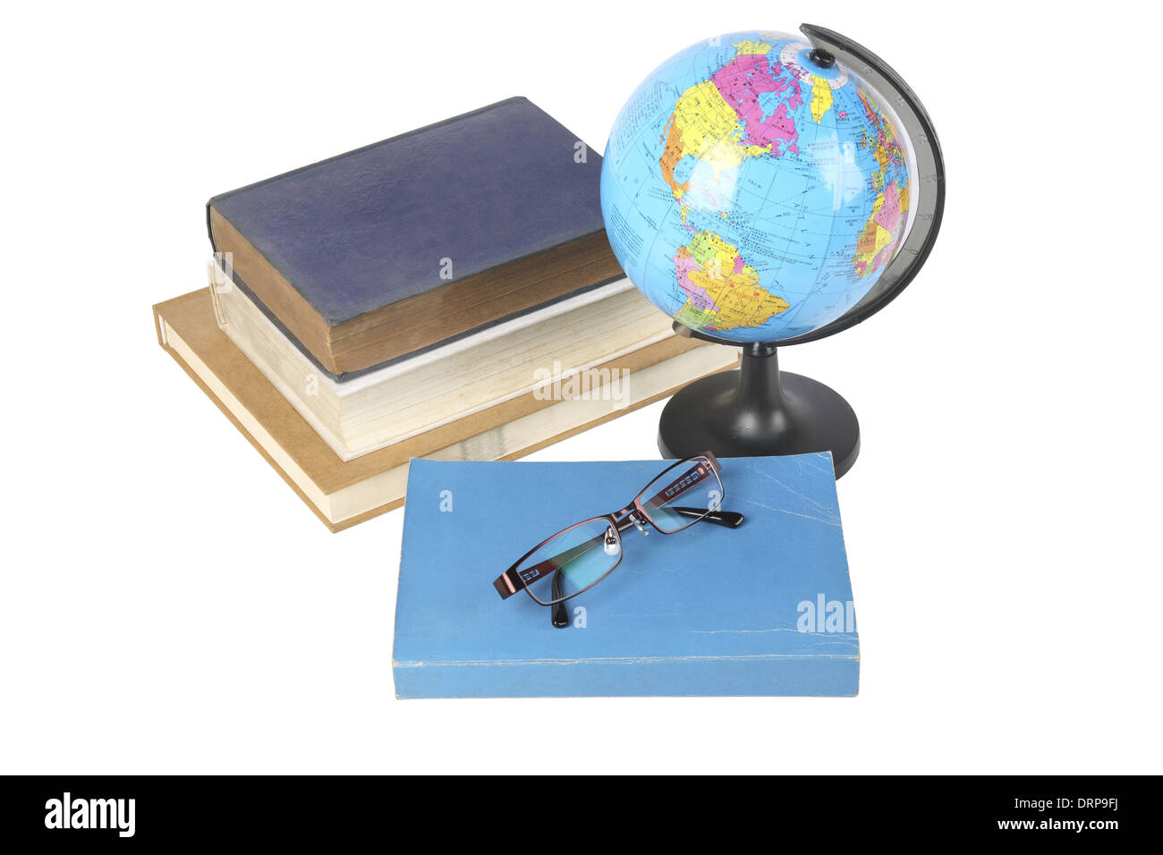 globe ,books and glasses Stock Photo