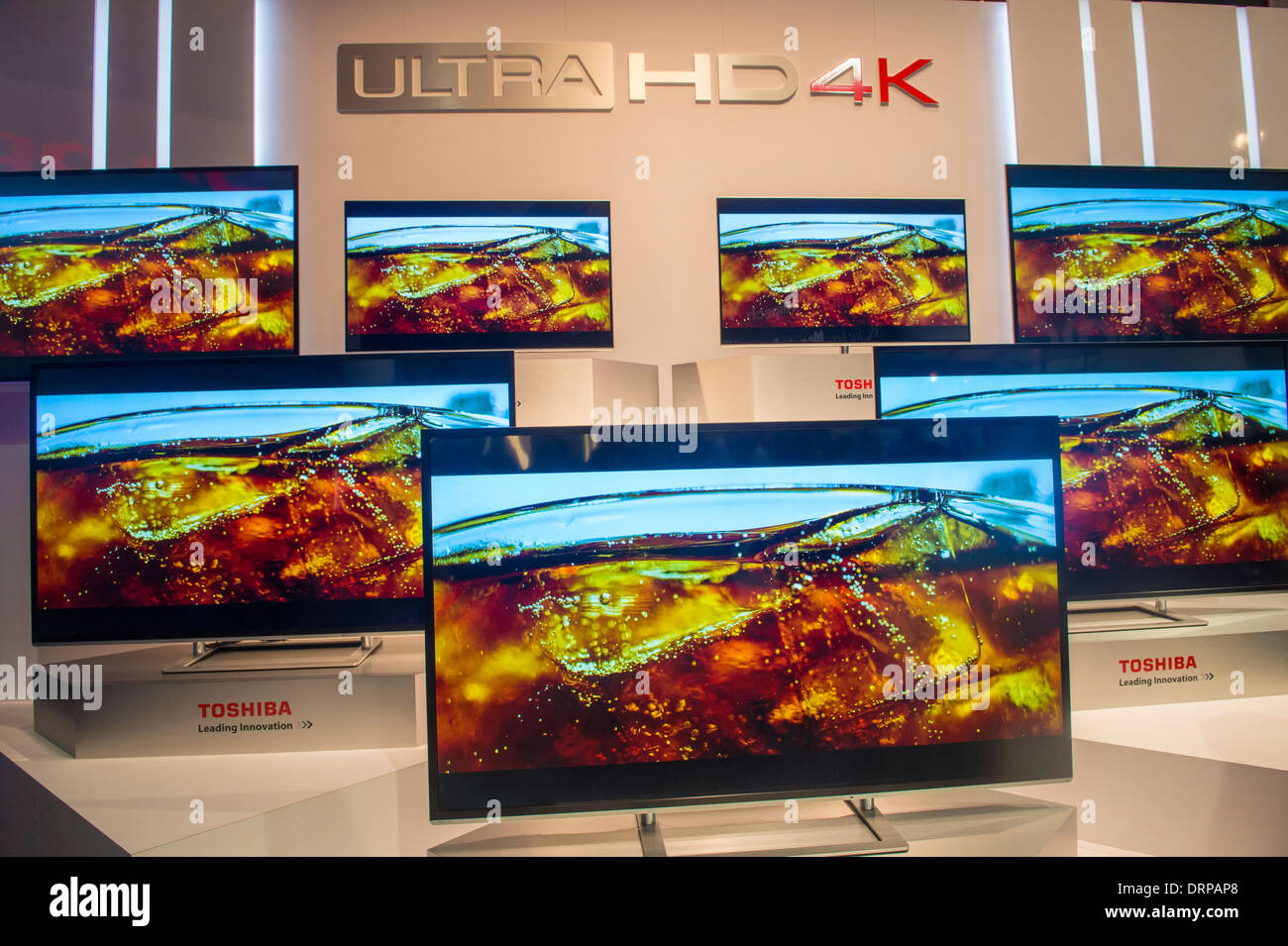 The Toshiba booth at the CES show in Las Vegas Stock Photo