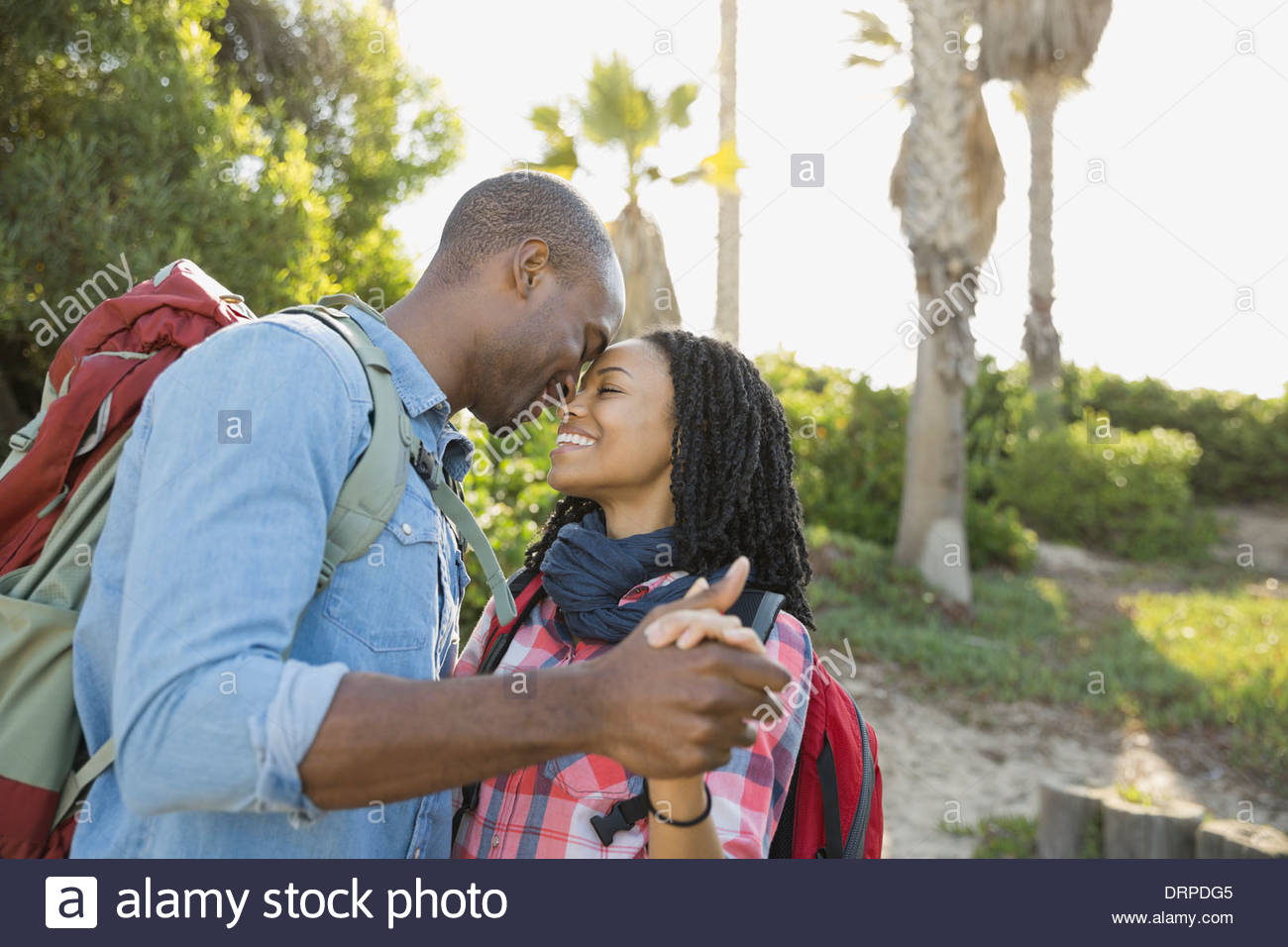 Romantic couple dancing outdoors Stock Photo