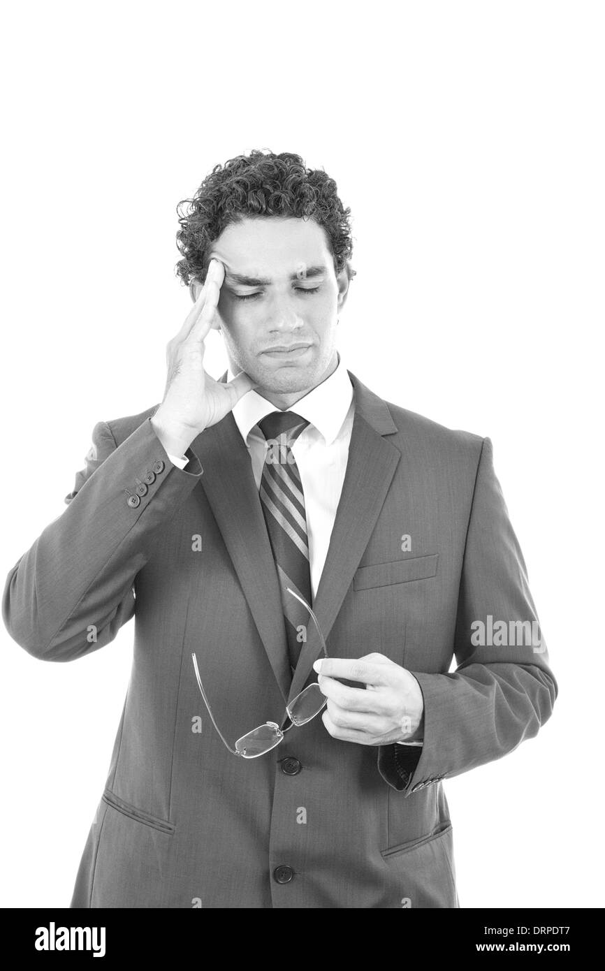 good looking man in a suit with a headache Stock Photo