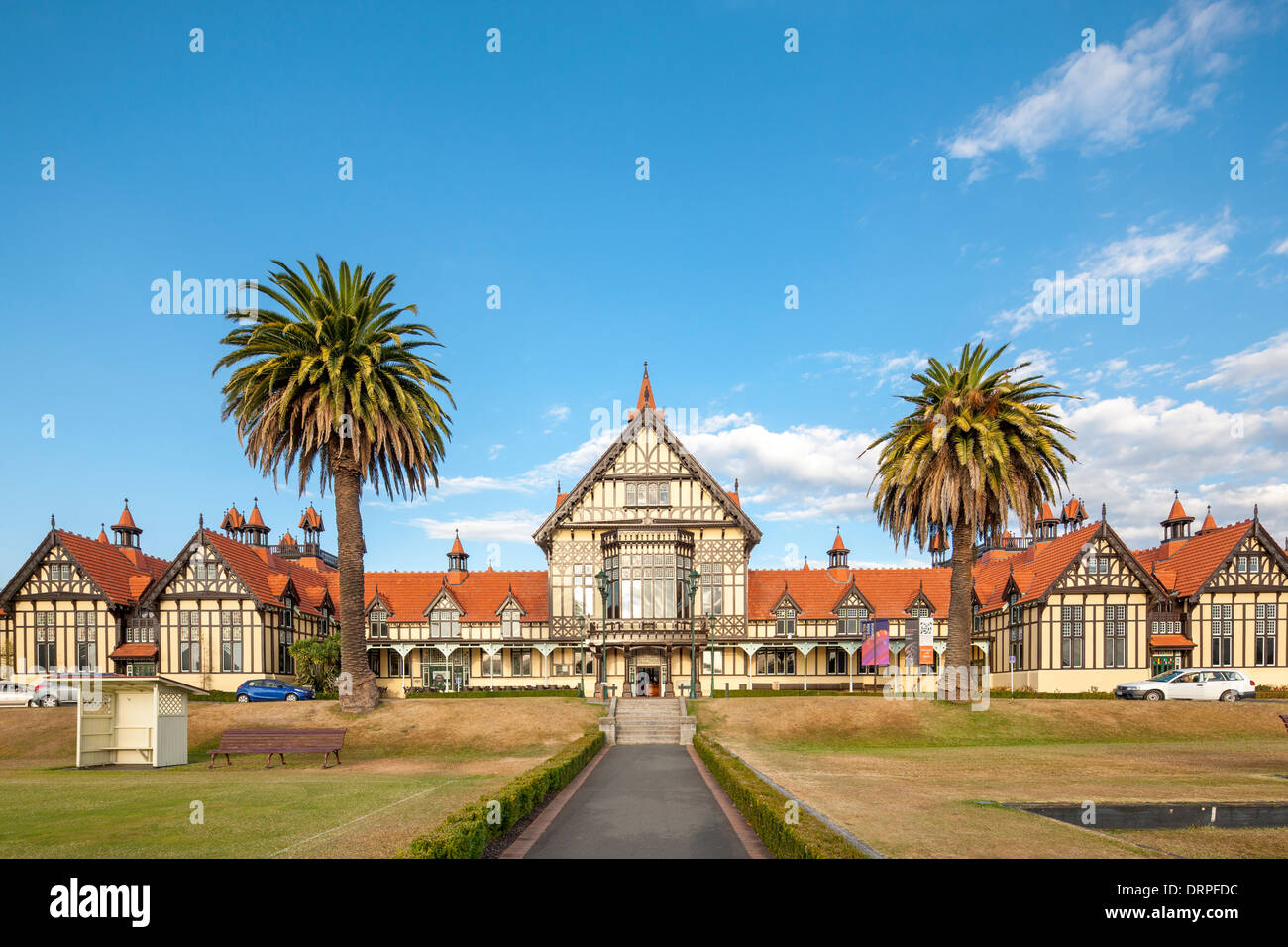 Rotorua Museum of Art and History in the former Great South Seas Spa Bath House Building New Zealand Stock Photo
