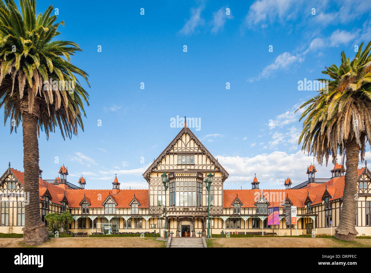 Rotorua Museum of Art and History in the former Great South Seas Spa Bath House Building New Zealand Stock Photo