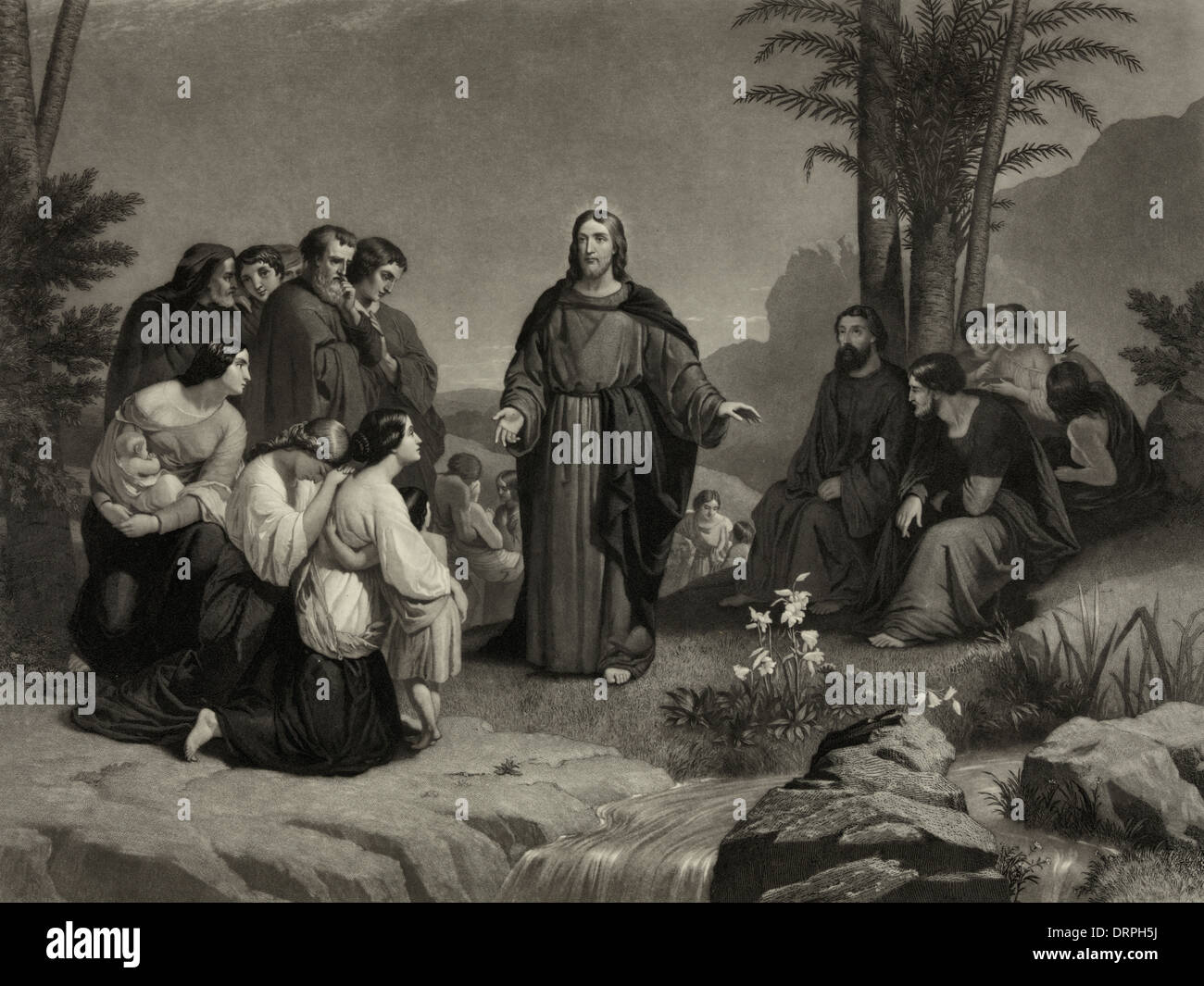 Parable of the Lilies Jesus Christ telling his Apostles the Parable