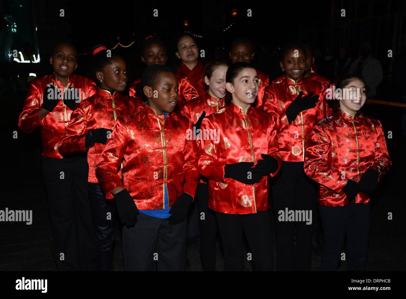 London UK, 30th January 2014 : Risley Avenue Primary School sings a