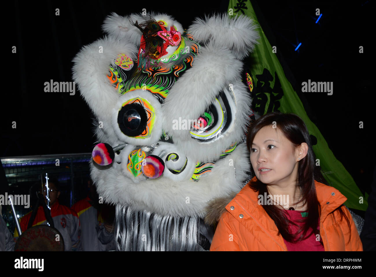 London UK, 30th January 2014 : London Chinese Community host ,EDf and China sponsor for celebration Chinese New Year's Eve. The EDF lit red and gold at the London Eye. Photo by See Li/Alamy Live News Stock Photo