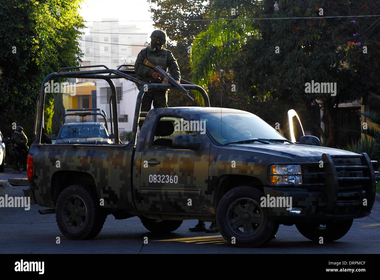 Jalisco, Mexico. 30th Jan, 2014. Members of the Mexican Army stand