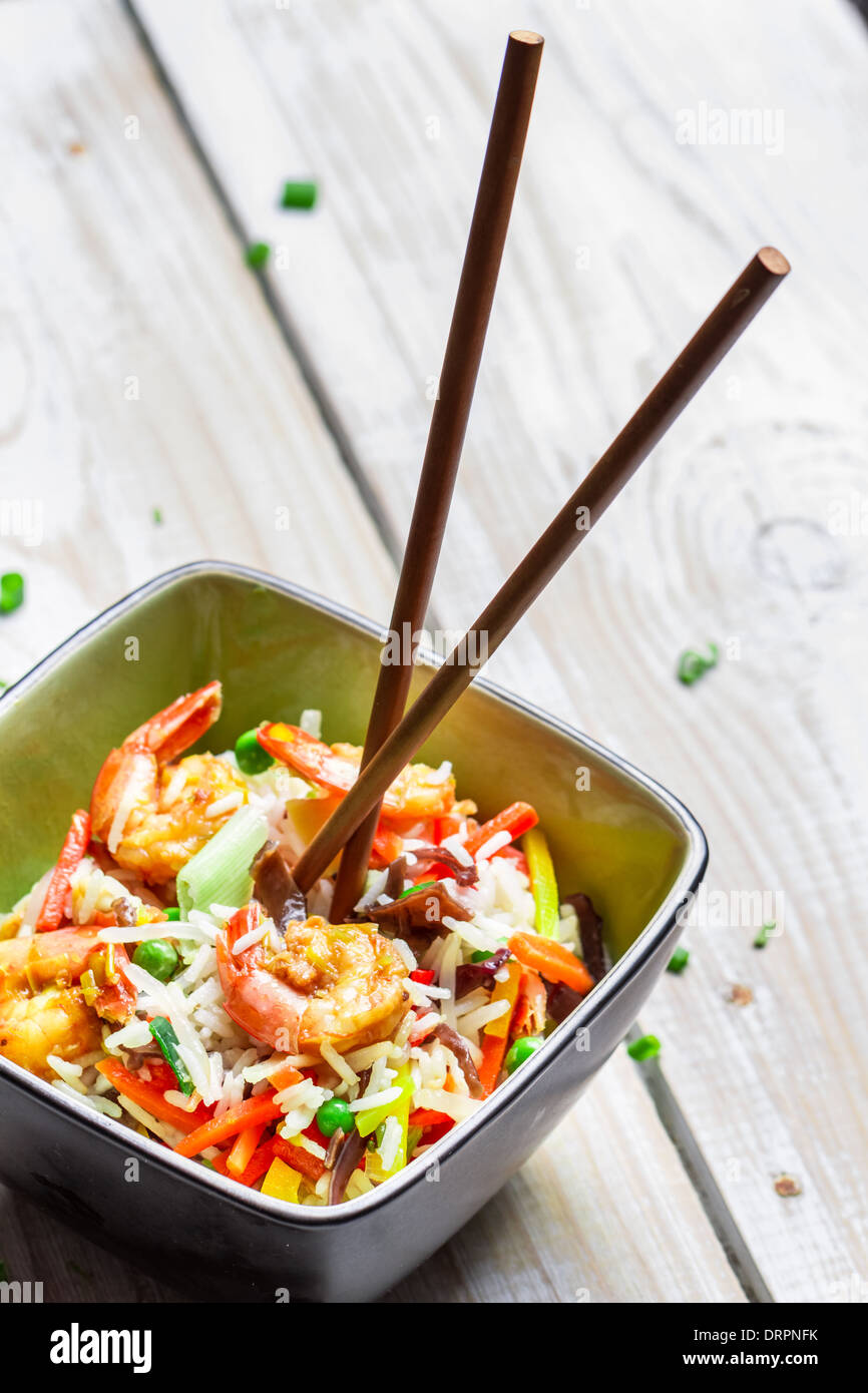 Mix vegetables with rice and shrimp Stock Photo - Alamy