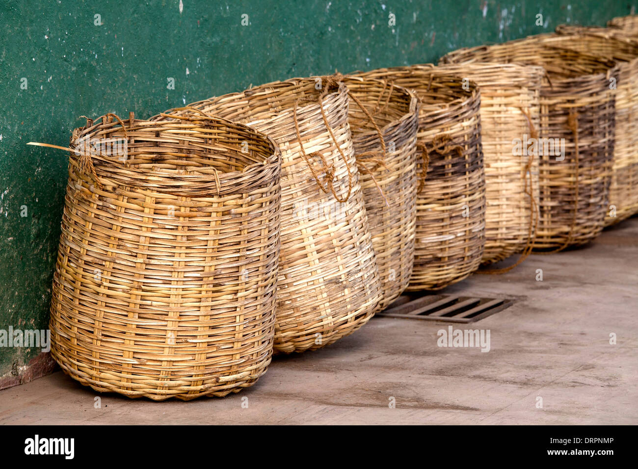 Wicker tea baskets Stock Photo