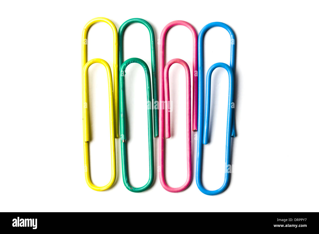 Multicolored paper clips isolated on white Stock Photo