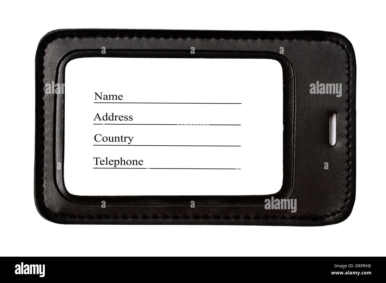 Black leather Luggage tag isolated Stock Photo Alamy