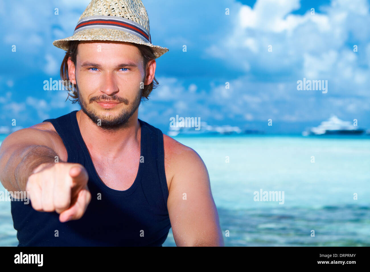 Man at Maldives Stock Photo
