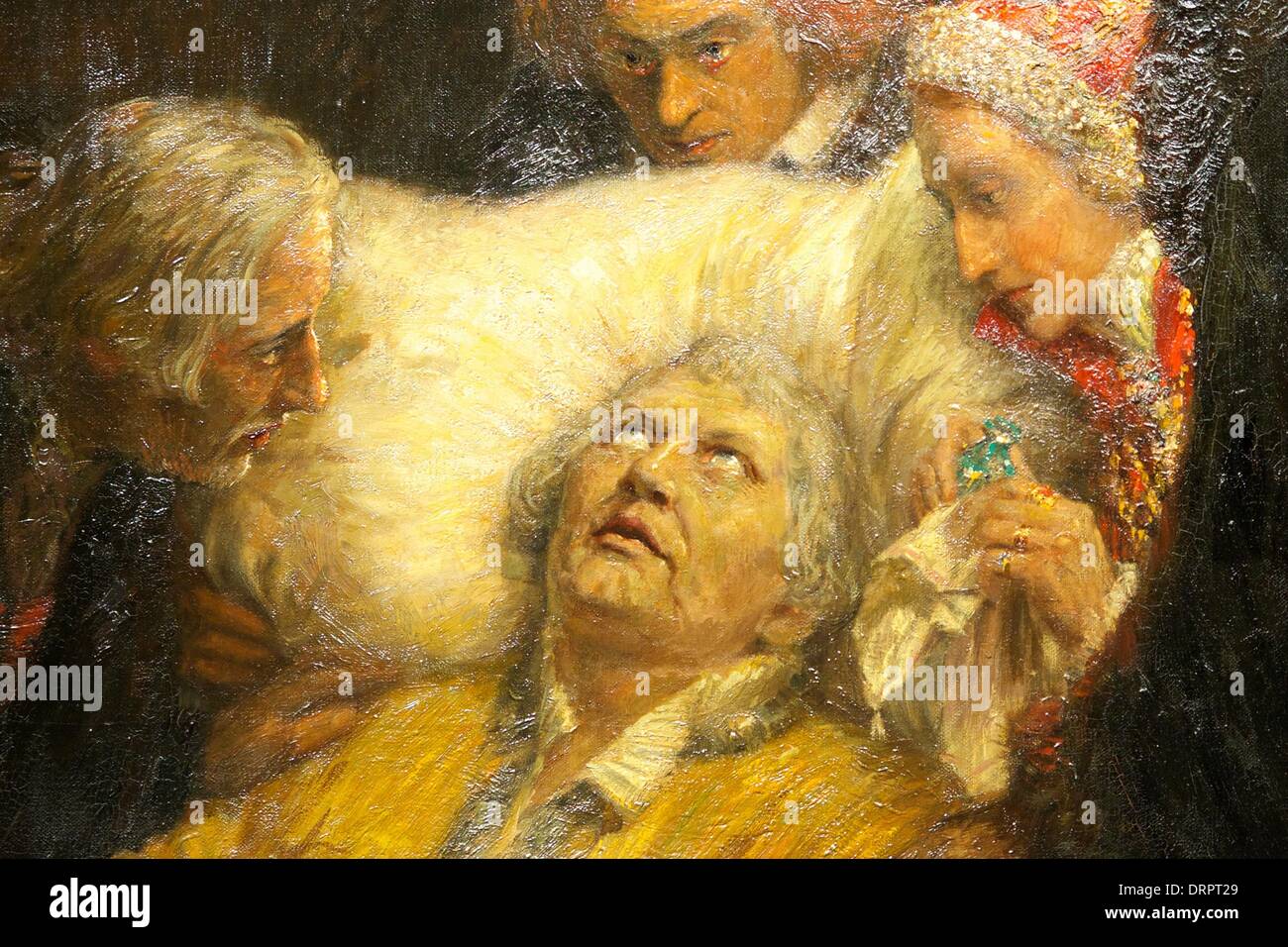 Eisleben, Germany. 30th Jan, 2014. A part of the painting 'Luthers letztes Bekenntnis' (Luther's last confession) by William Pape (1859-1920) is on display in Martin Luther's Death House Museum in Eisleben, Germany, 30 January 2014. The museum hosts an exhibition about the life of reformer Martin Luther (1483-1546). However it is now known that Luther died in another building in Eisleben. Photo: PETER ENDIG/dpa/Alamy Live News Stock Photo