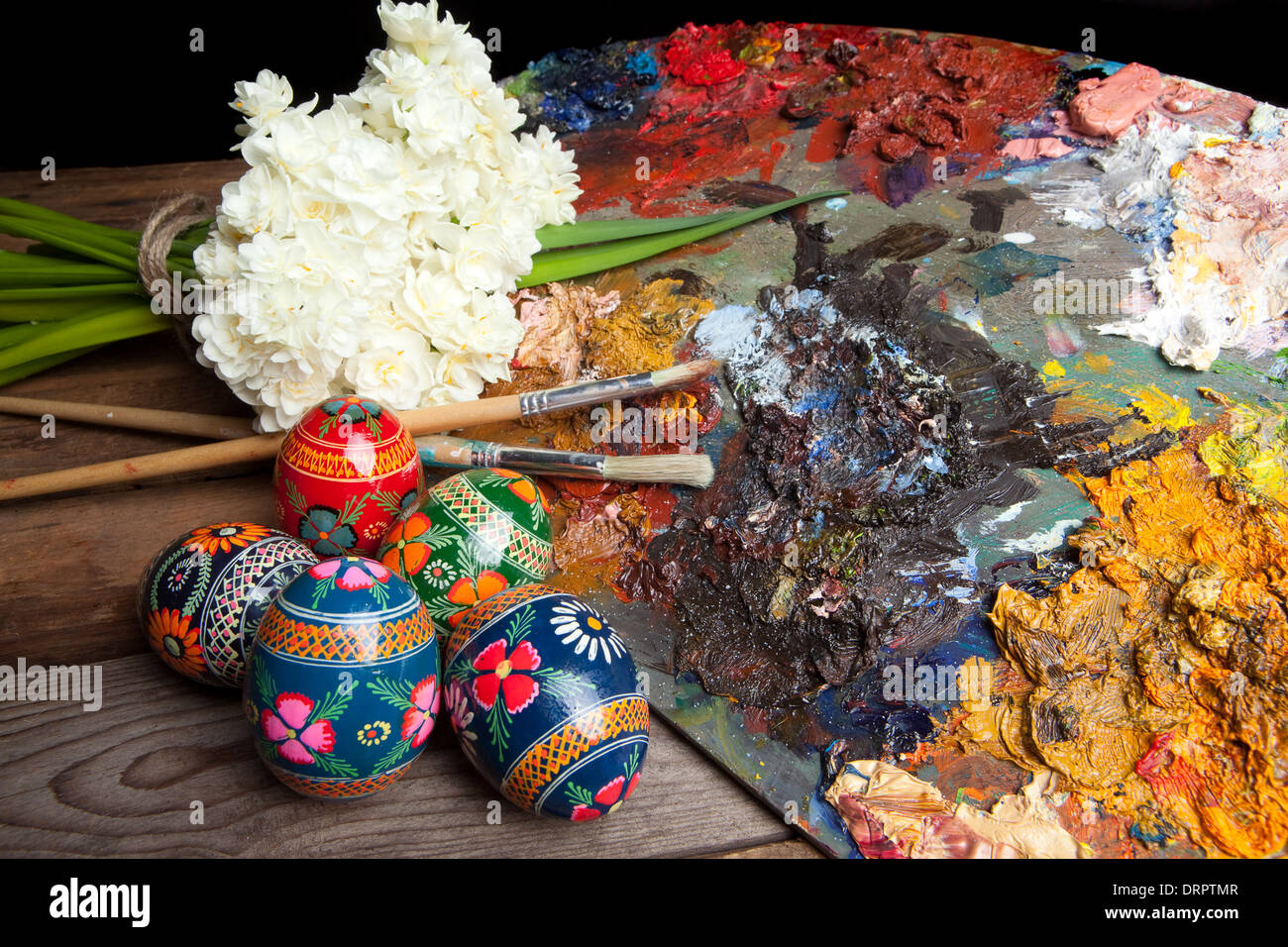 Painter s Pallet With Brushes And Russian Easter Eggs Stock Photo Alamy Painter s pallet with brushes and russian easter eggs stock photo alamy