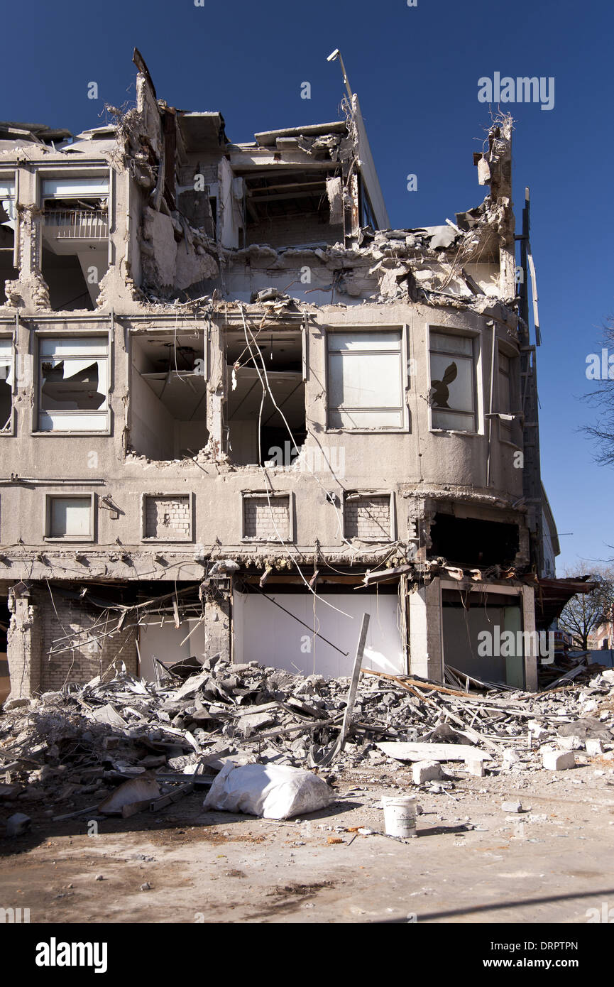 Demolishing building Stock Photo