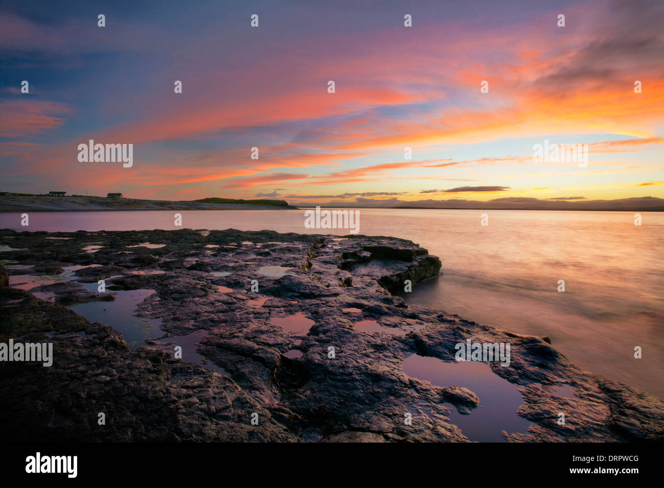 Sunset from the shore of Killala Bay, County Sligo, Ireland. Stock Photo