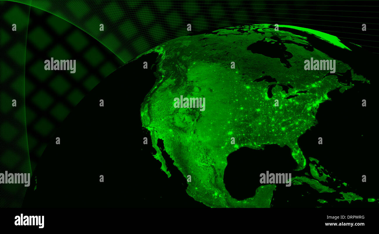 North America technology concept. Elements of this image furnished by NASA. Stock Photo