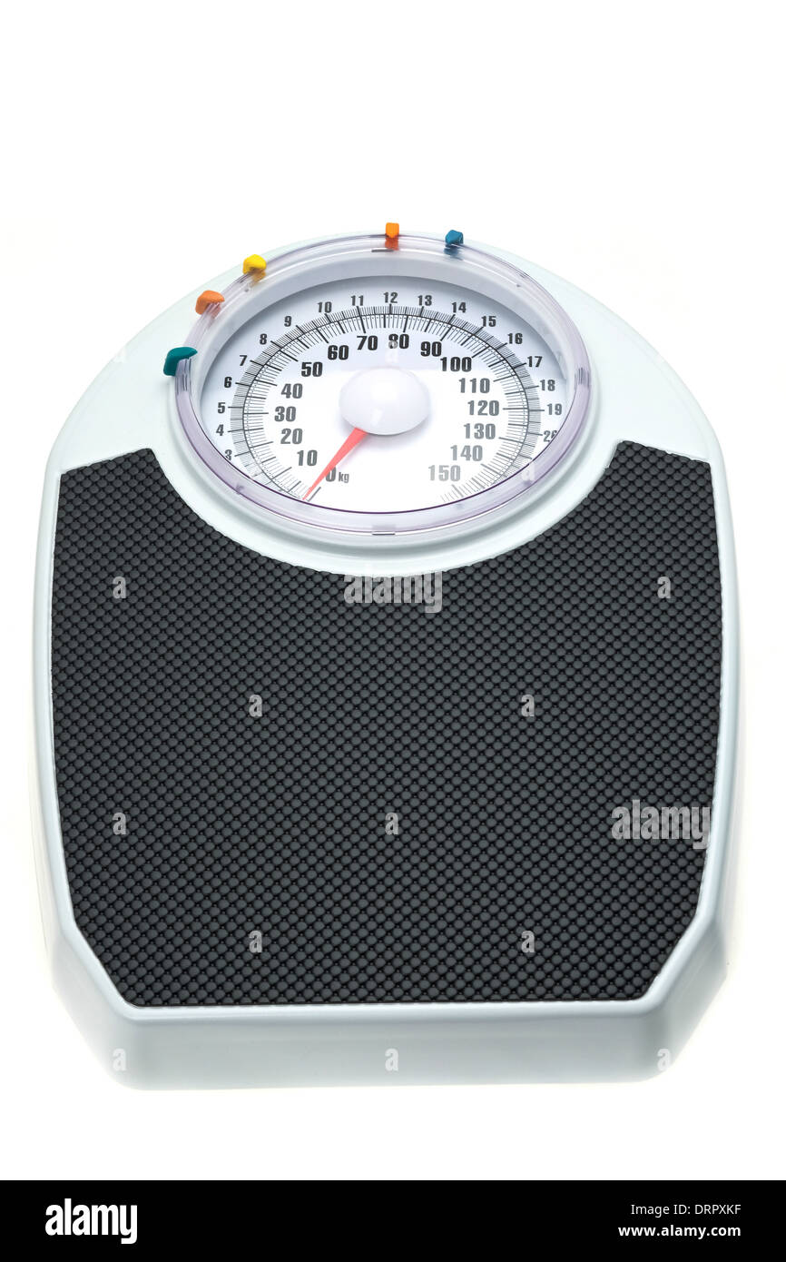 Modern bathroom scales - studio shot with a white background Stock Photo