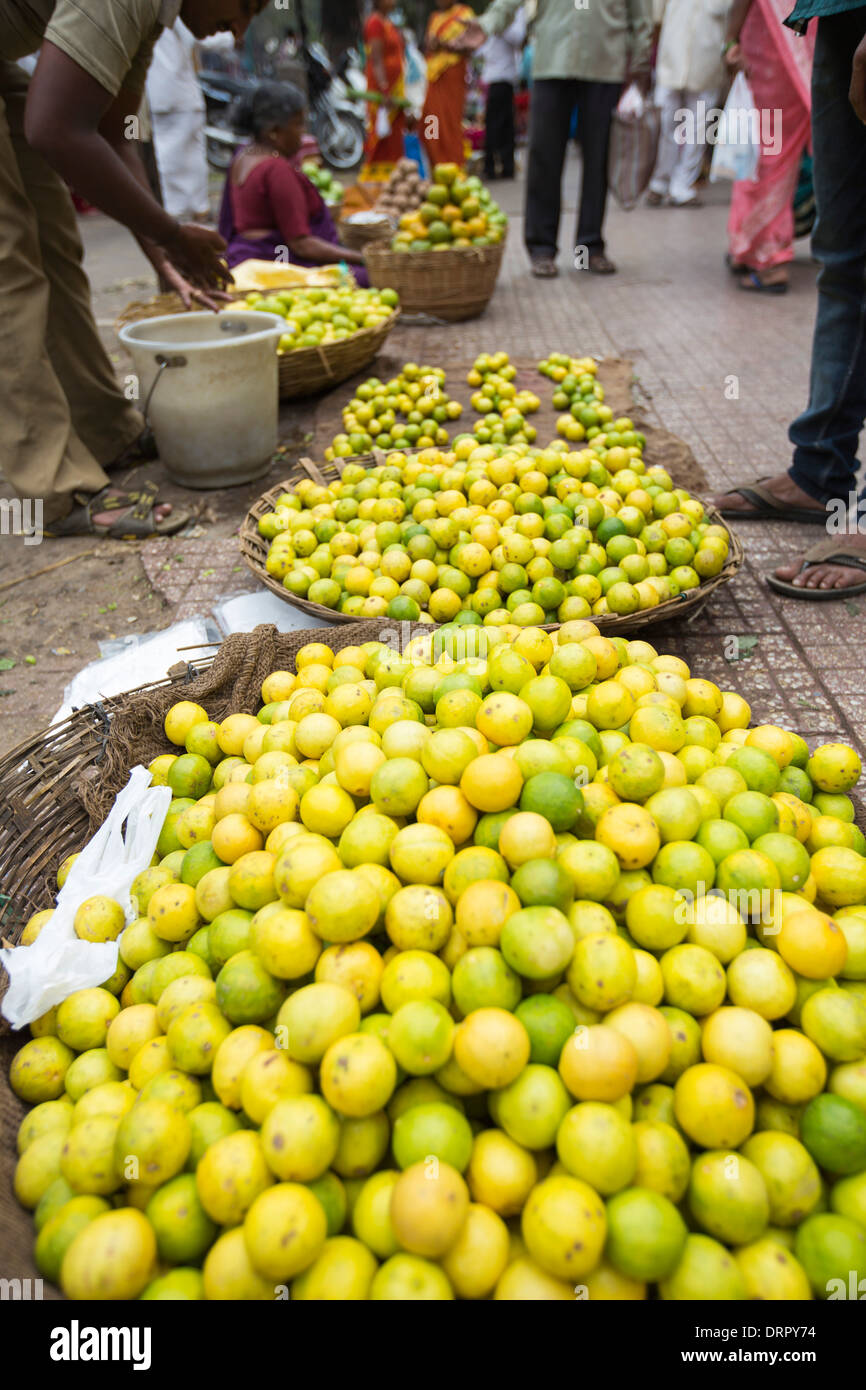 Limes for sale at a street market in Mysore, India Stock Photo Alamy