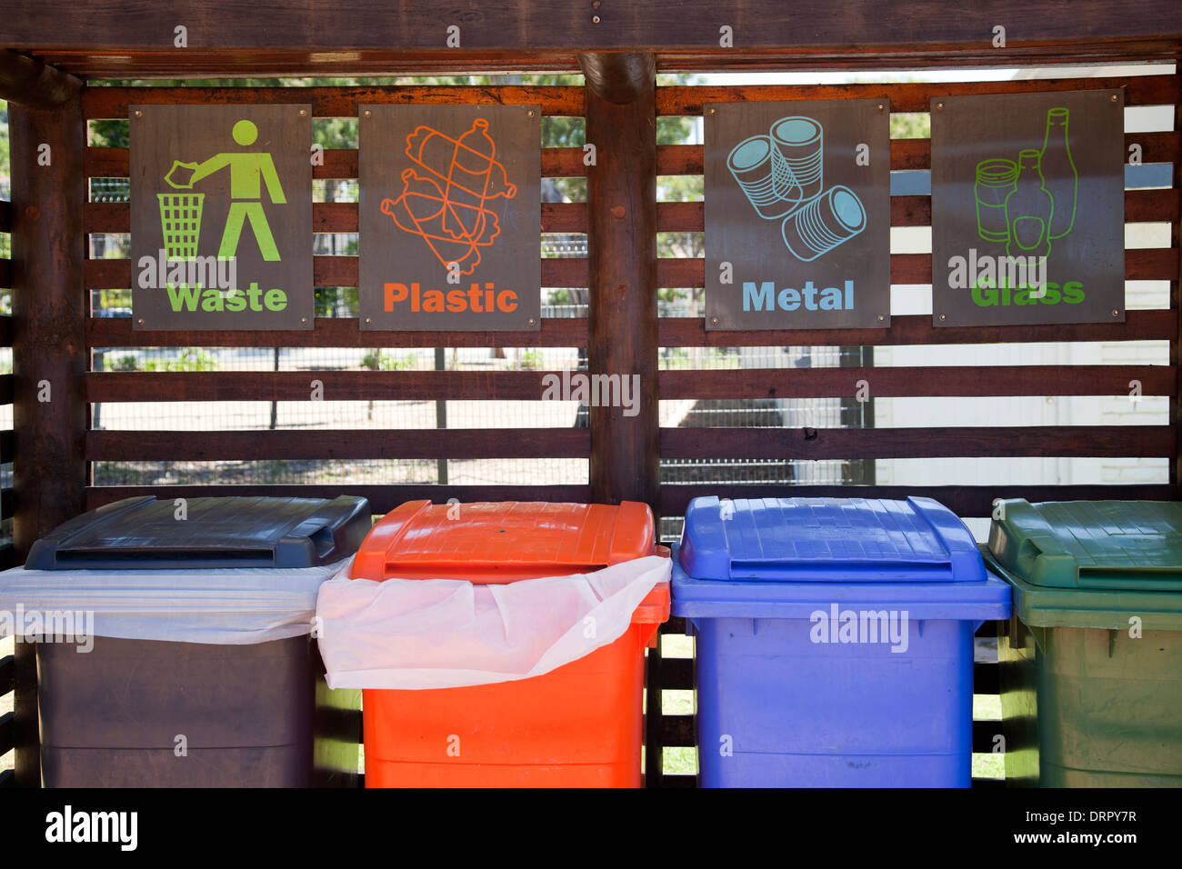 Recycling Bins at Green Point Park in Cape Town South Africa Stock