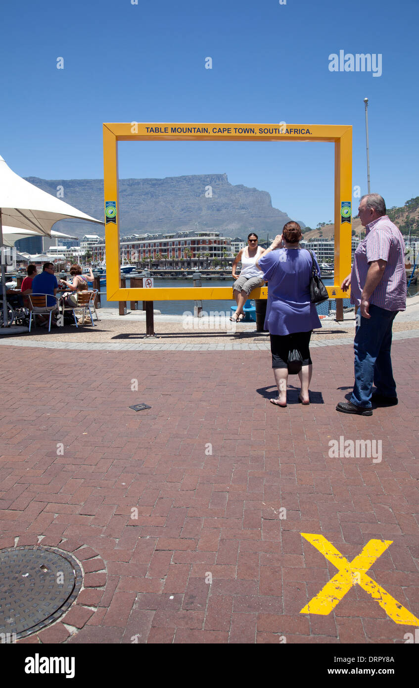 Table Mountain , New 7 Wonder of Nature in the World, at Waterfront - Cape Town - South Africa Stock Photo