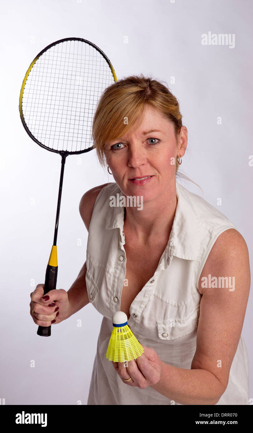 Badminton player ready to serve hires stock photography and images Alamy