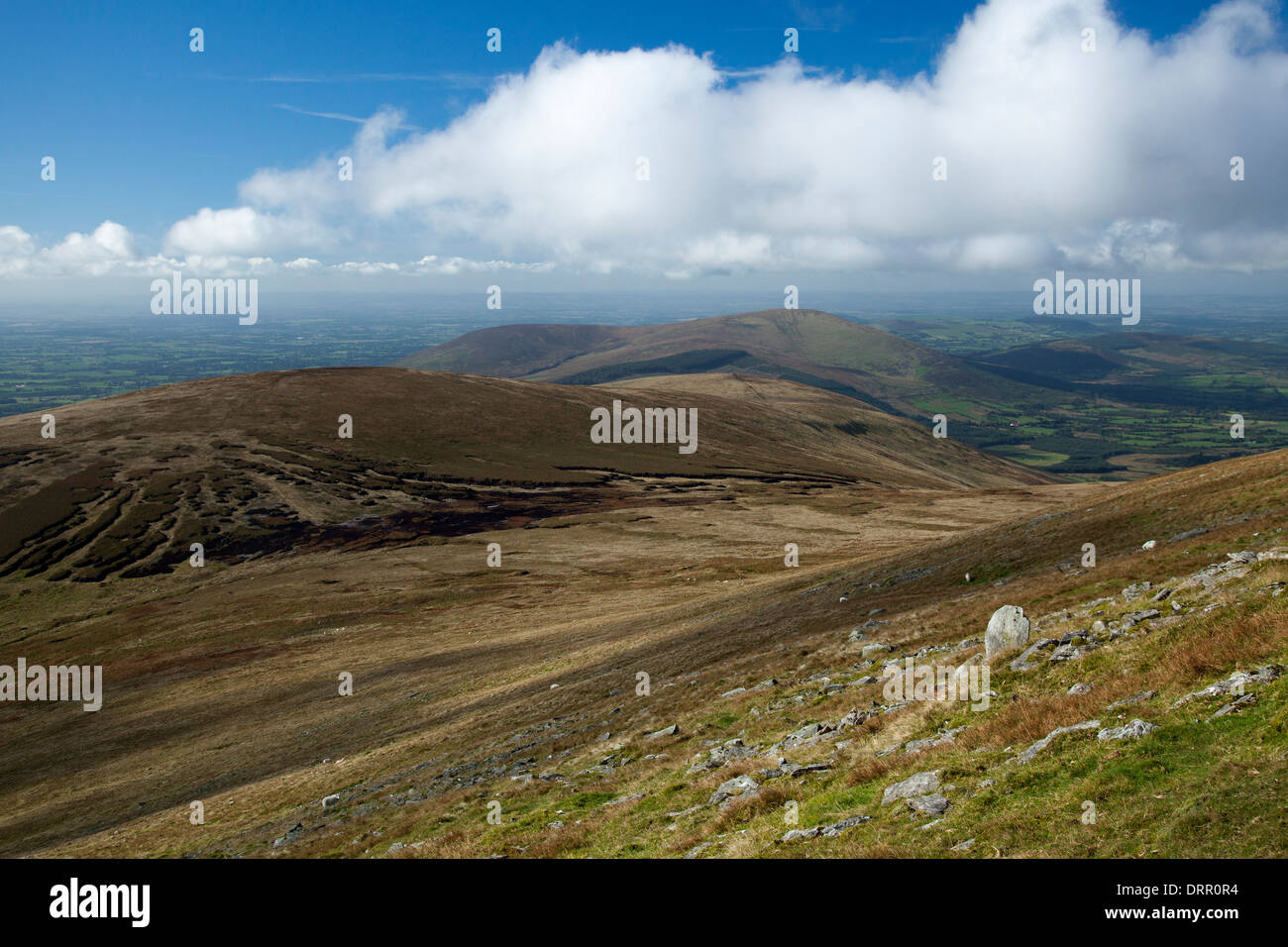 View towards Slievemaan from Lugnaquilla, Wicklow Mountains, County Wicklow, Ireland. Stock Photo