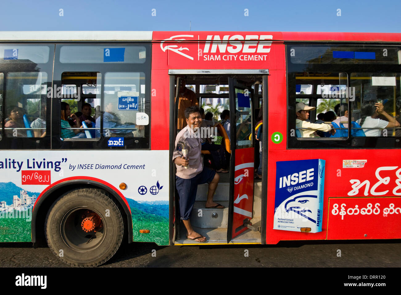Myanmar, Yangon, bus station Stock Photo Alamy