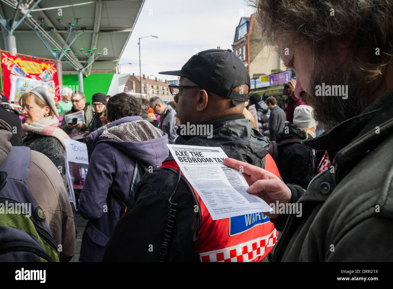'Axe the Bedroom Tax - No Evictions' Protest march and rally in Peckham, London, UK Stock Photo