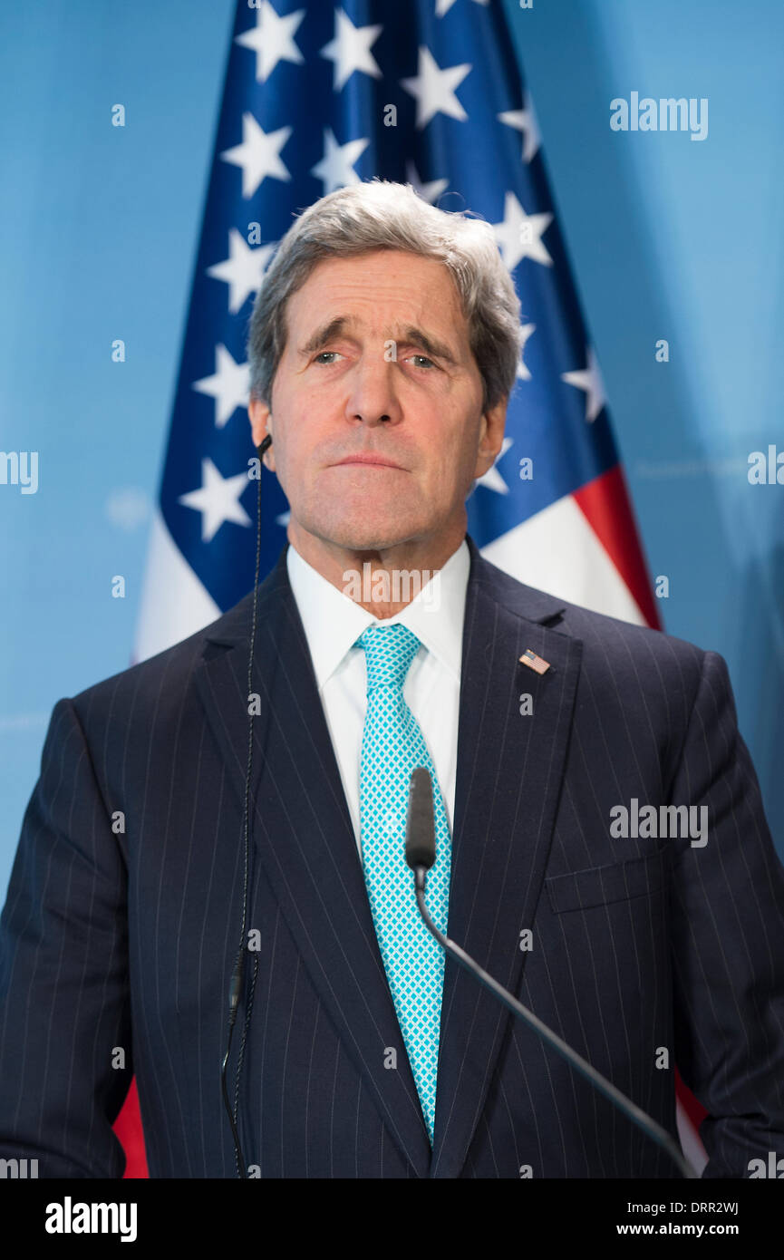 Berlin, Germany. January 31st 2014. The Federal Minister for Foreign Affairs, Frank-Walter Steinmeier (SPD) met today with US State Secretary John Kerry in Berlin. Goncalo Silva/Alamy Live News Stock Photo