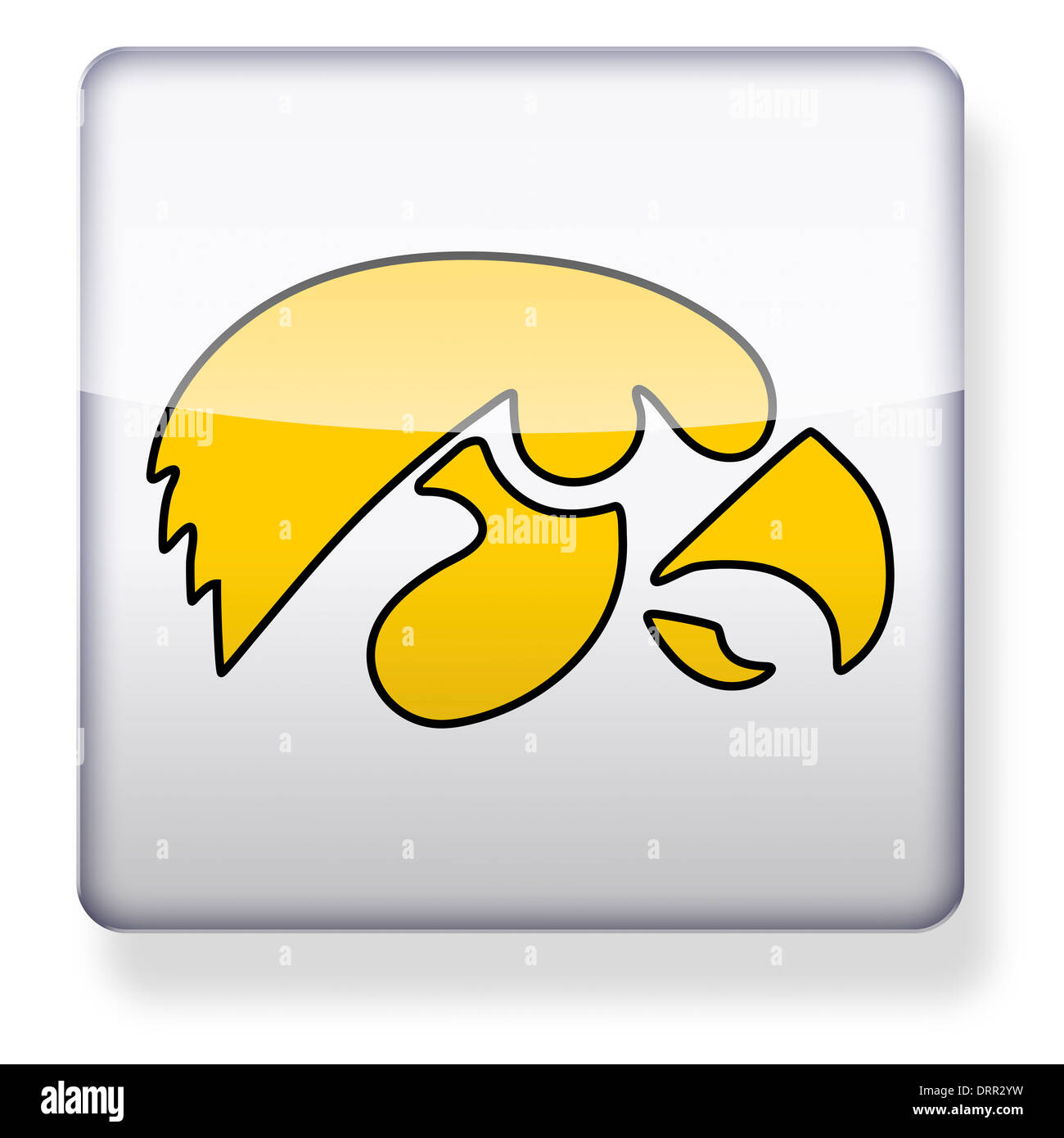 Iowa Hawkeyes US college football logo as an app icon. Clipping path included. Stock Photo