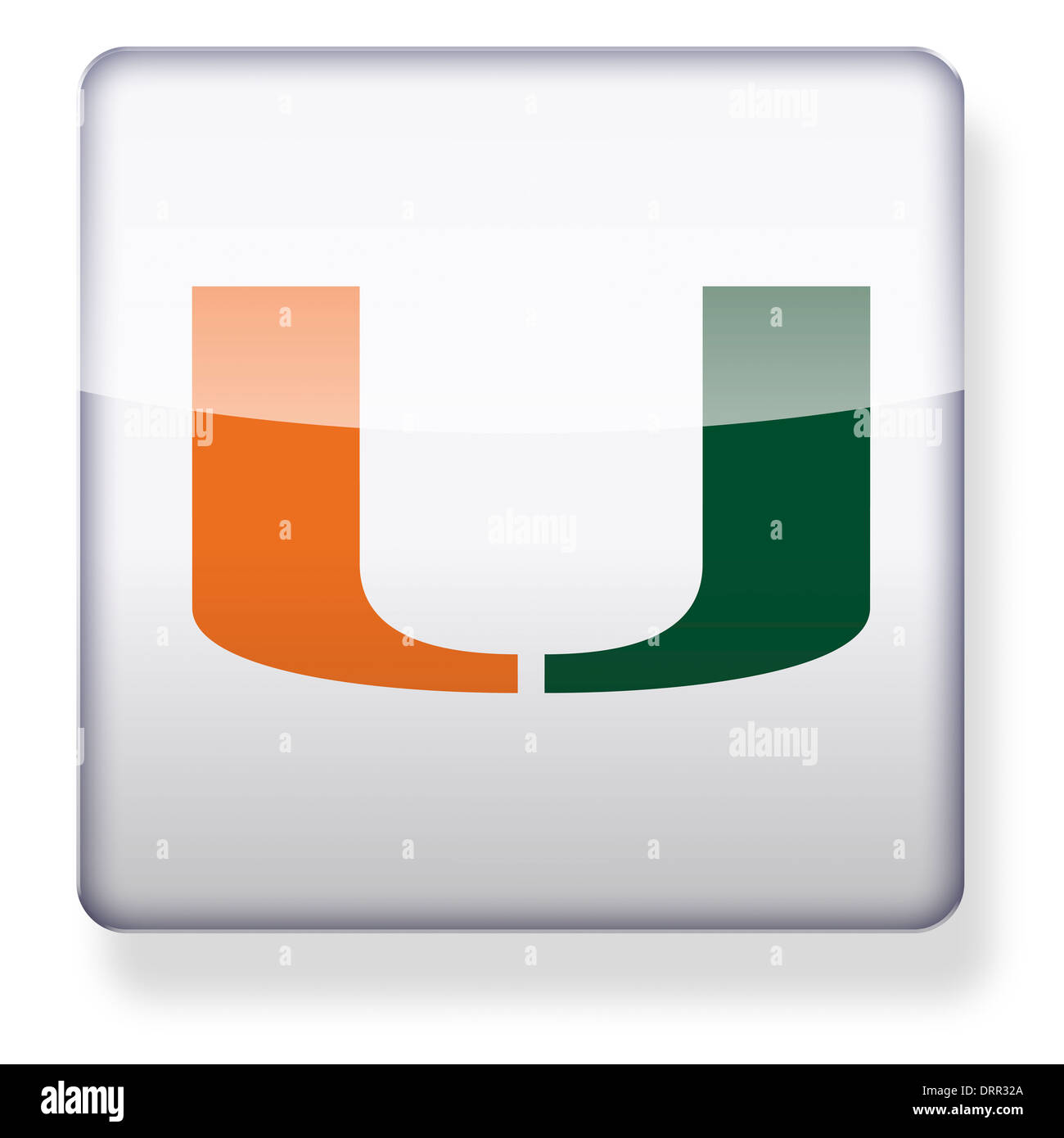 Miami Hurricanes US college football logo as an app icon. Clipping path included. Stock Photo