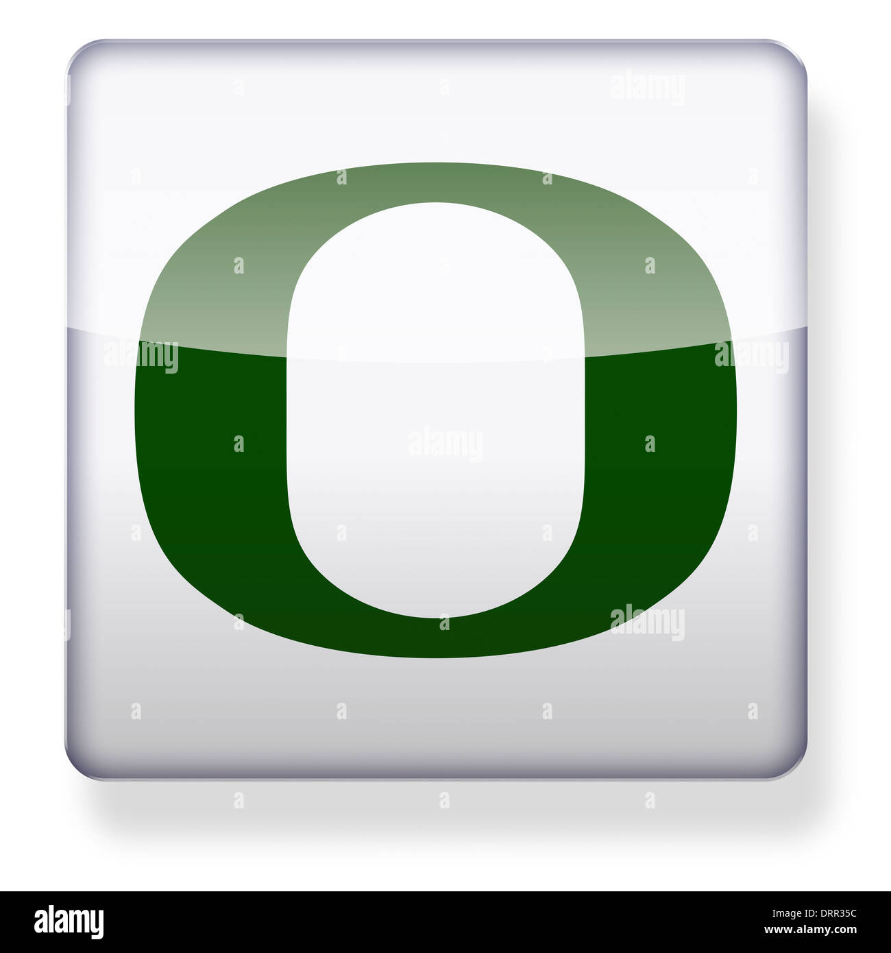 Oregon Ducks US college football logo as an app icon. Clipping path included. Stock Photo