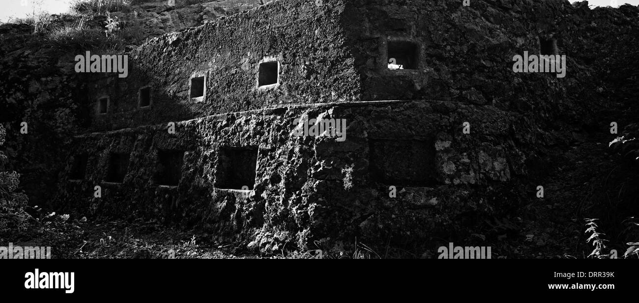 Cadorna line, Italy. First World War fortifications. Embrasures Entry Stock Photo