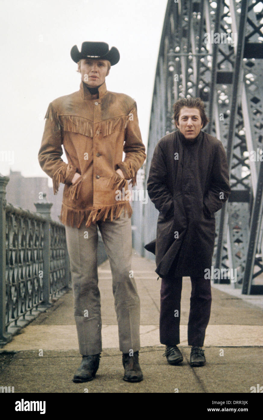 MIDNIGHT COWBOY  1969 Jerome Hellman Productions film with Jon Voight at left and Dustin Hoffman Stock Photo