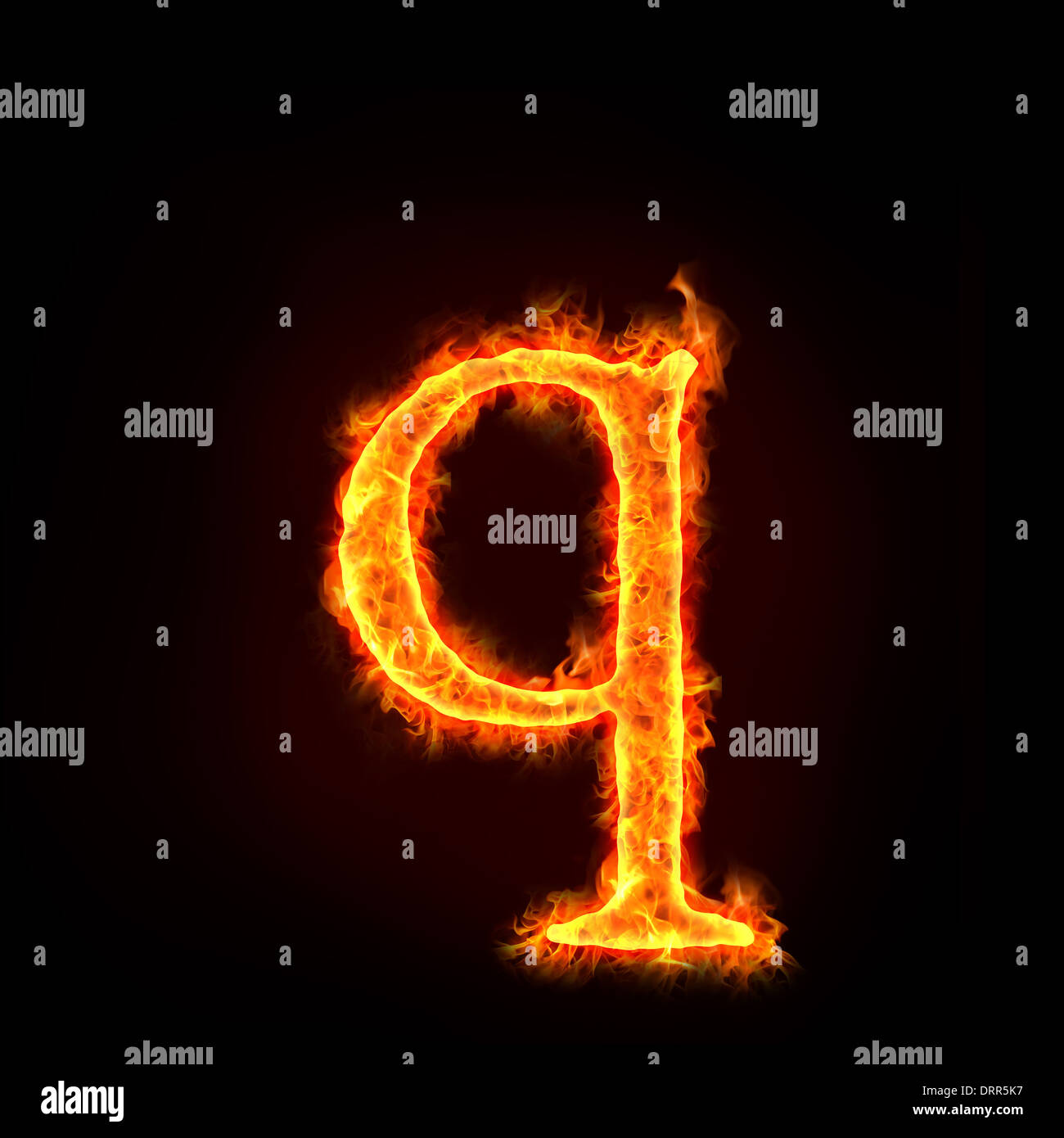 fire alphabets, small letter q Stock Photo
