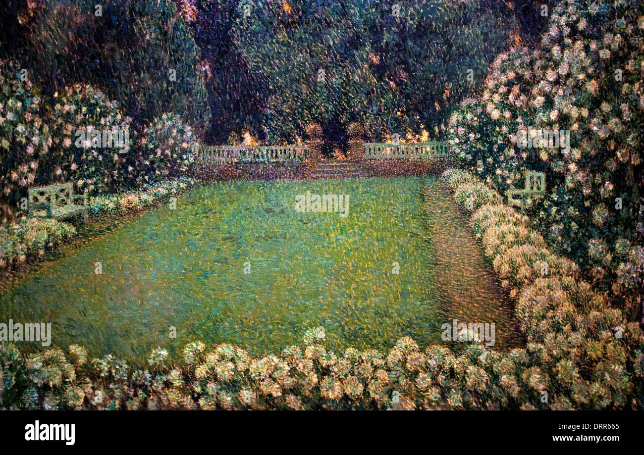 The White Garden at Twilight  1913 Henri Le Sidaner 1862-1939  France French Stock Photo