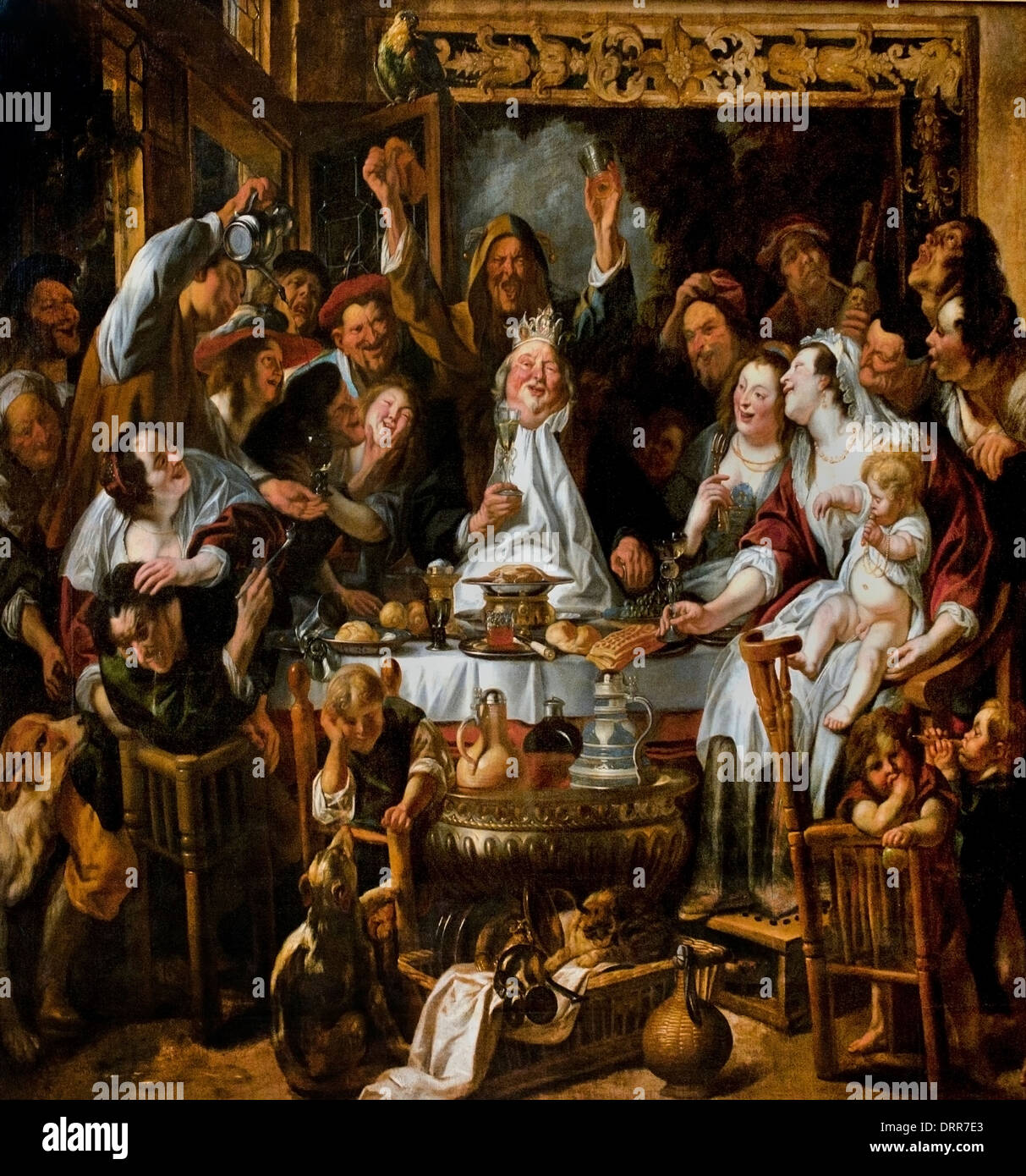 The King drinks JACOB JORDAENS (1593-1678) Flemish Belgian Belgium Stock Photo
