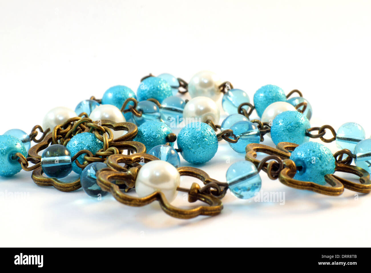 Hand made necklace on a white background Stock Photo
