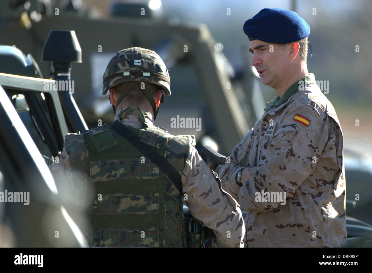 Paracuellos de Jarama, Spain . 30th Jan, 2014. Prince Felipe of Spain visits the Parachutist Brigada 'Almogavares VI' the day of his 46th birthday on January 30, 2014 in Paracuellos de Jarama, Spain Credit:  dpa picture alliance/Alamy Live News Stock Photo