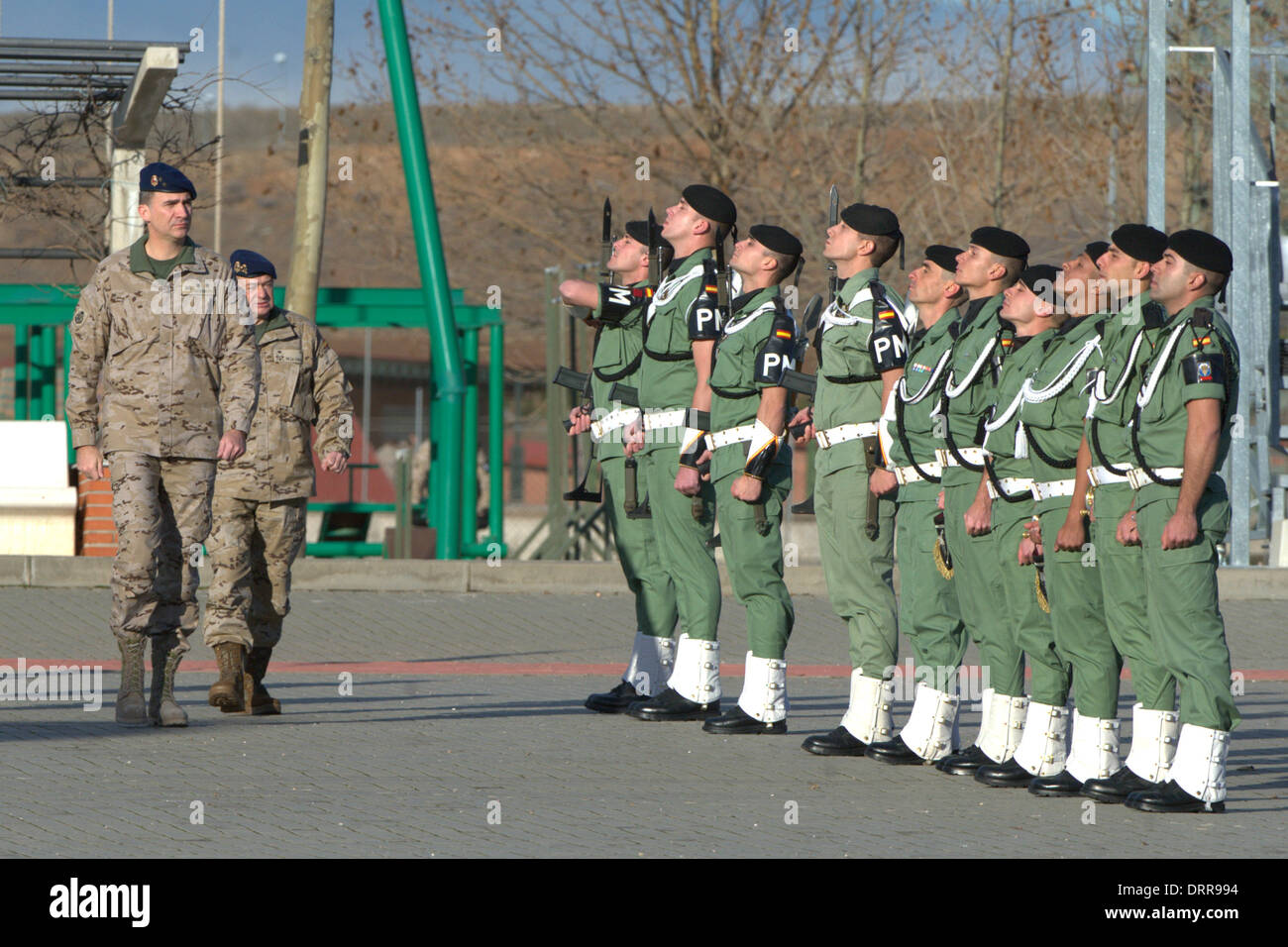 Paracuellos de Jarama, Spain . 30th Jan, 2014. Prince Felipe of Spain visits the Parachutist Brigada 'Almogavares VI' the day of his 46th birthday on January 30, 2014 in Paracuellos de Jarama, Spain Credit:  dpa picture alliance/Alamy Live News Stock Photo