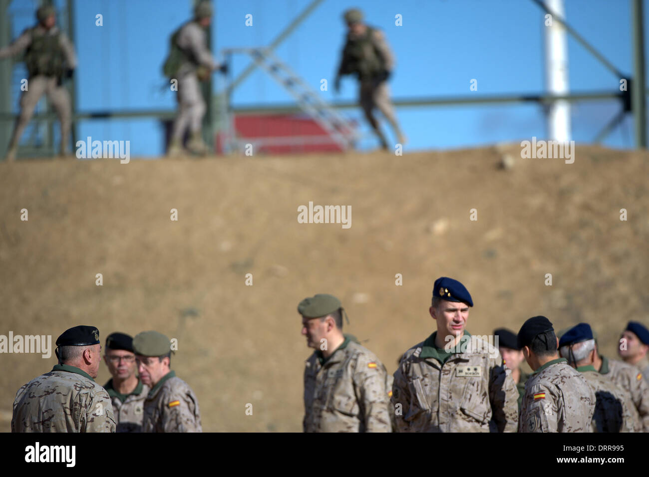 Paracuellos de Jarama, Spain . 30th Jan, 2014. Prince Felipe of Spain visits the Parachutist Brigada 'Almogavares VI' the day of his 46th birthday on January 30, 2014 in Paracuellos de Jarama, Spain Credit:  dpa picture alliance/Alamy Live News Stock Photo